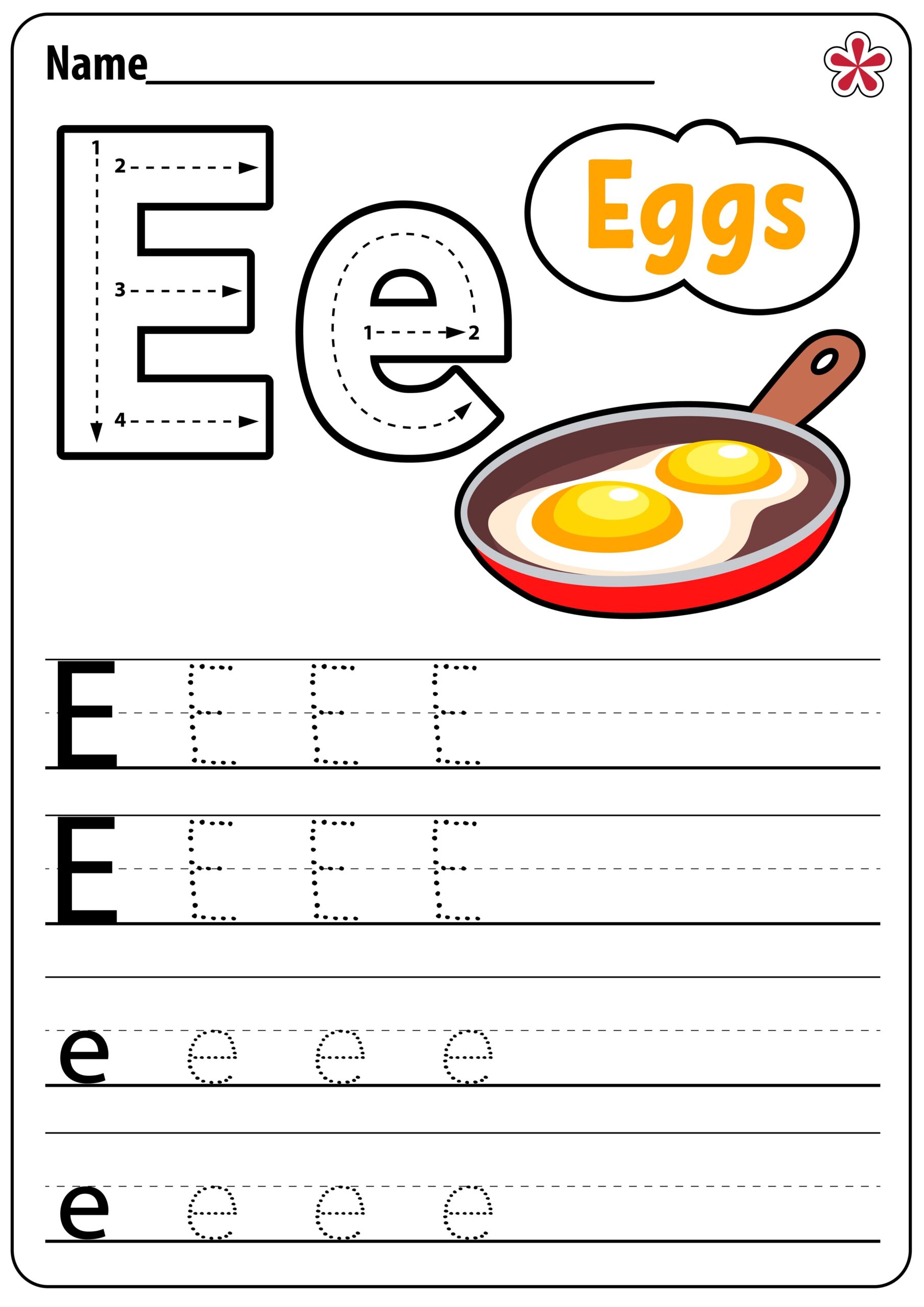 letter e free printable worksheets