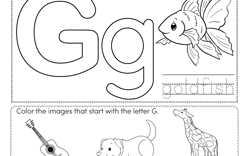 Letter G Coloring Worksheet Free Printable Digital PDF