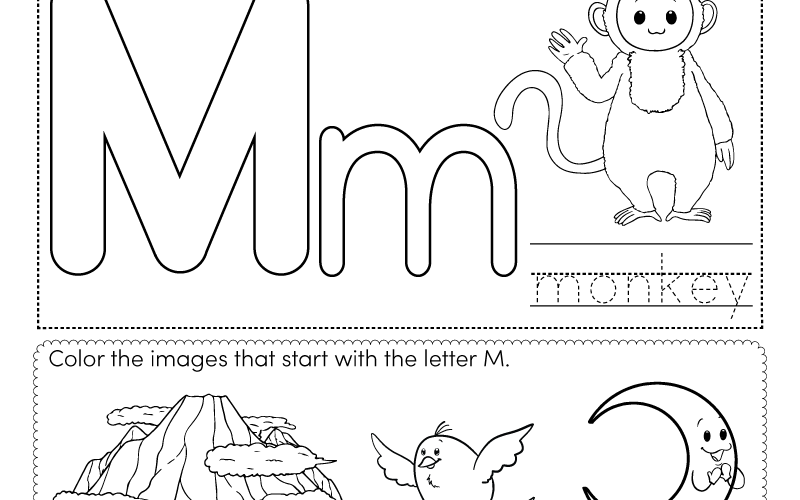 Letter M Coloring Worksheet Free Printable Digital PDF