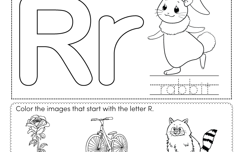 Letter R Coloring Worksheet Free Printable Digital PDF
