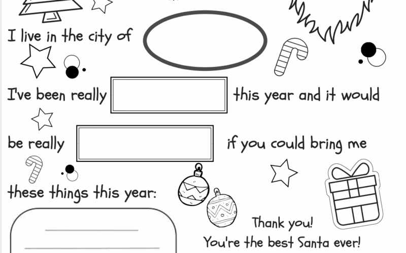 Letter To Santa Fill in Coloring Page FREE PRINTABLE