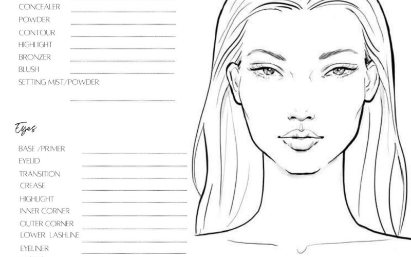 Makeup Face Chart Face Chart Practice Sheets Printable Make Up Practice Sheets Blank Face Chart Printable Blank Make Up Chart Download Etsy