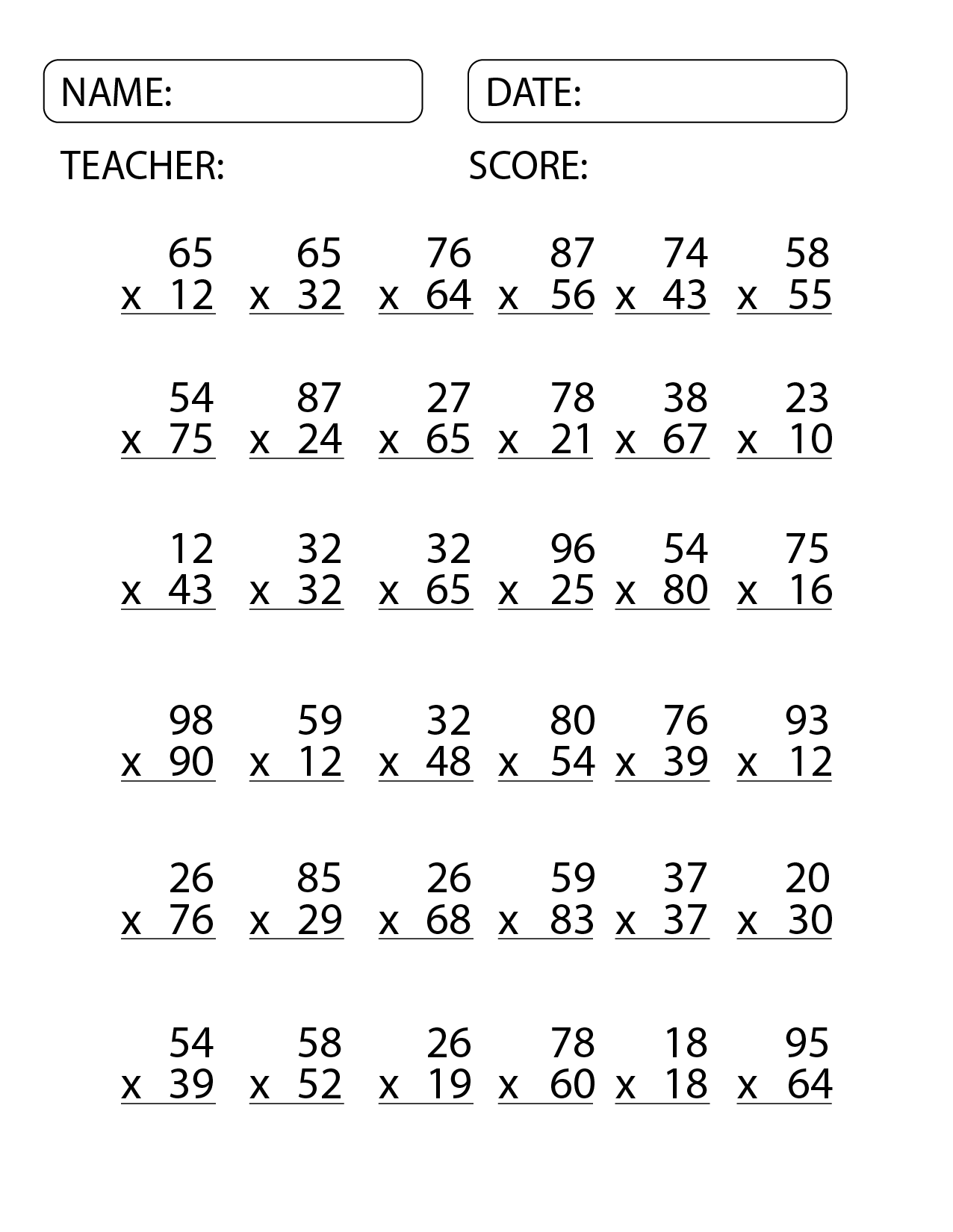 Master Multiplication With Our 2 Digit By 2 Digit Multiplication Worksheets Made By Teachers