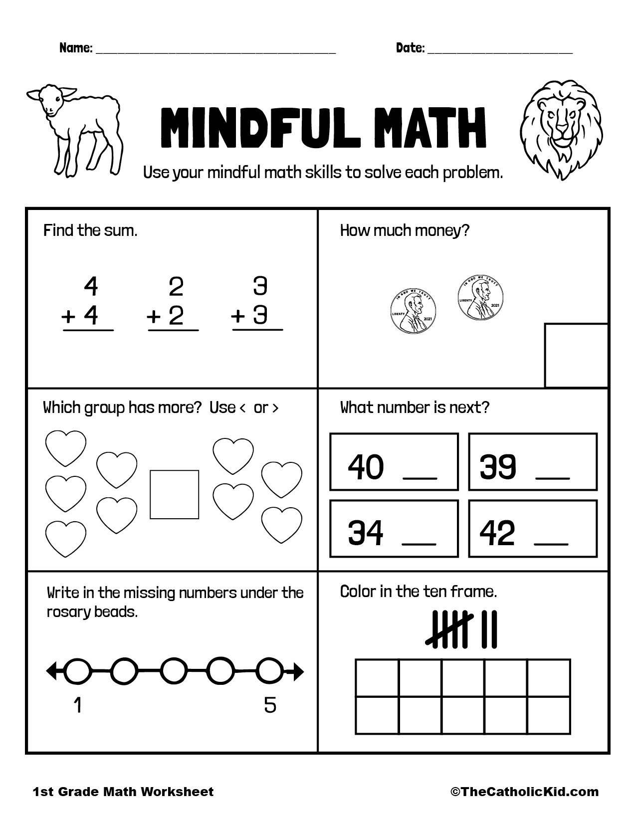 1st grade printable worksheets