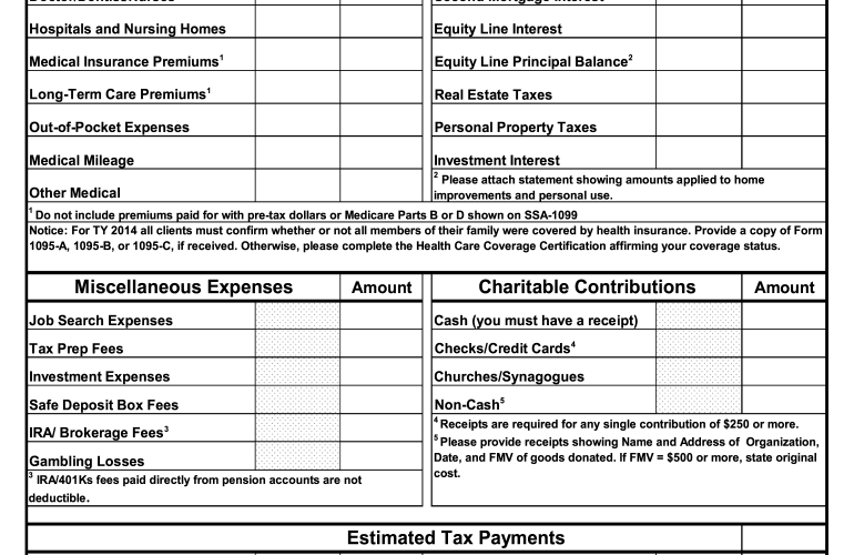 MD Tax Masters Personal Tax Organizer Itemized Form Fill Online Printable Fillable Blank PdfFiller