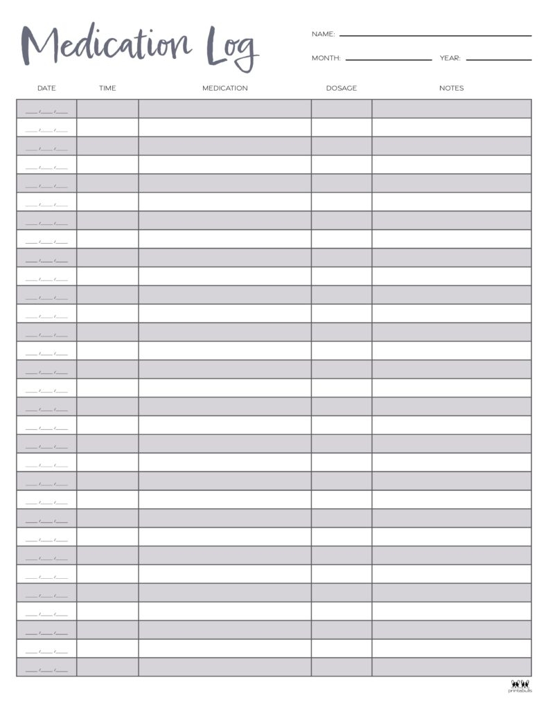 Medication Logs 25 FREE Printables Printabulls Medication Logs 25 FREE Printables Printabulls