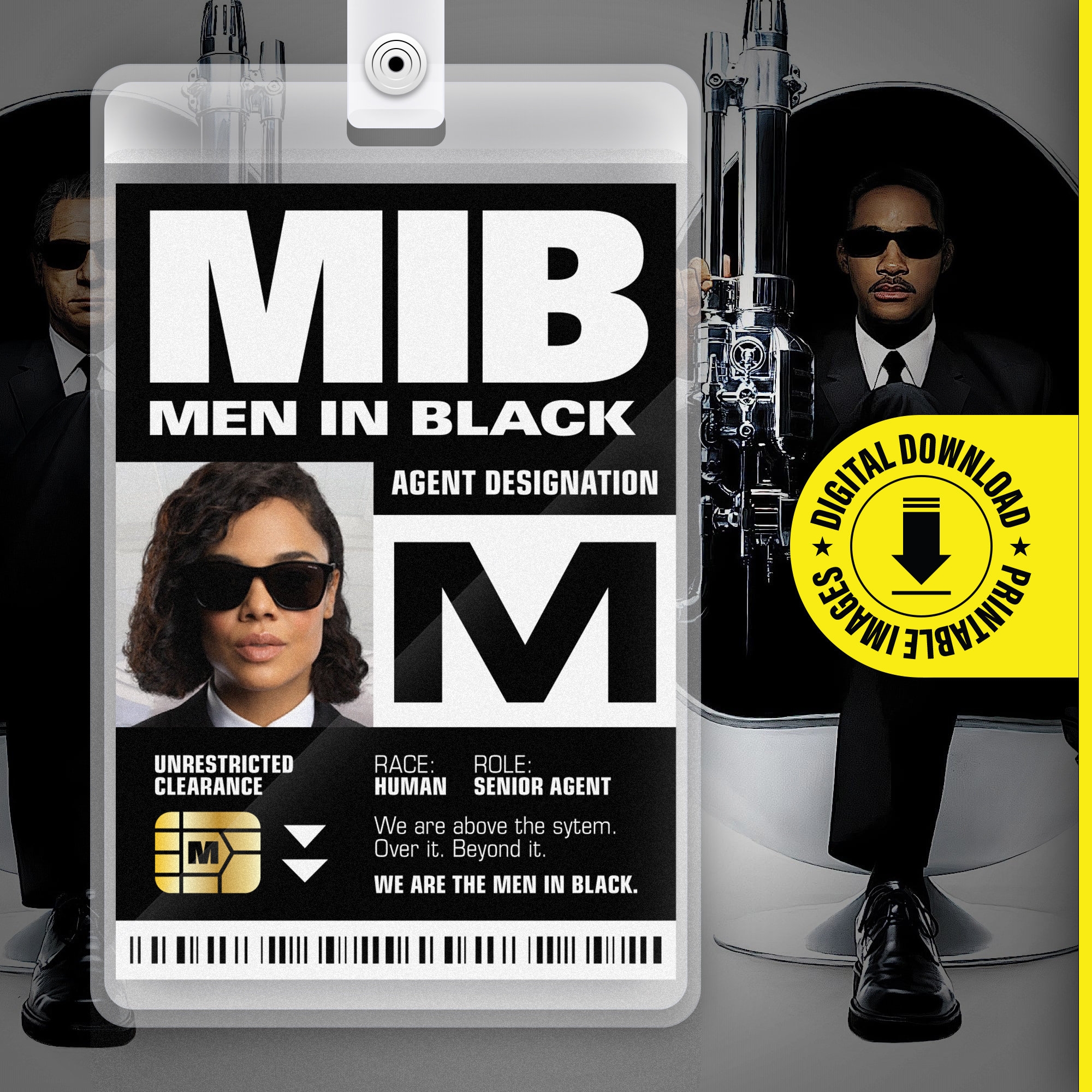 MIB Agent M Men In Black ID Badge Card Halloween Cosplay Costume Name Tag Printable PDF File Card Size 2 375 In X 3 375 In Etsy
