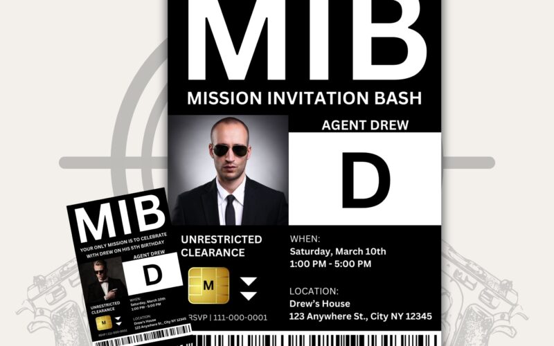 MIB Id Template Printable Id Badge Mib Personalized Men In Black International ID Badge Invitation MIB Special Agent J Card Birthday Etsy