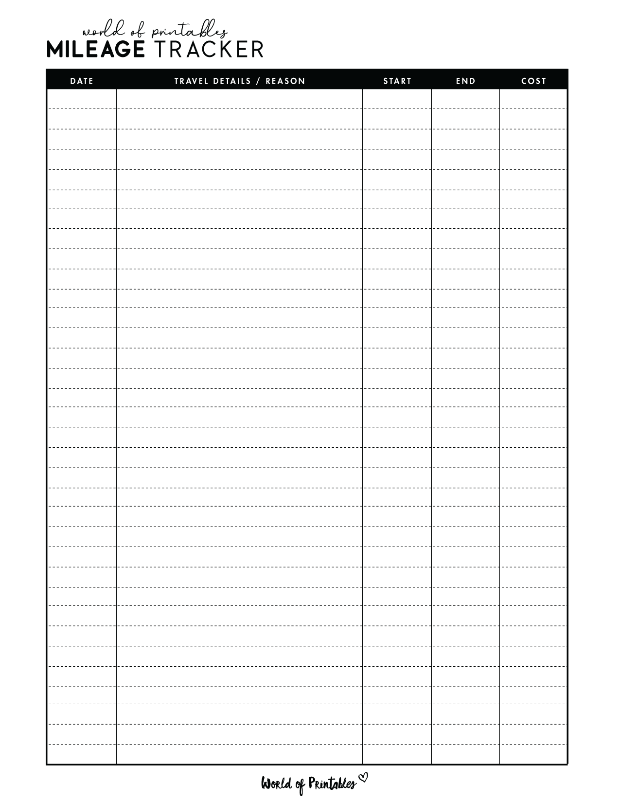 Mileage Log Templates 15 Best Styles World Of Printables