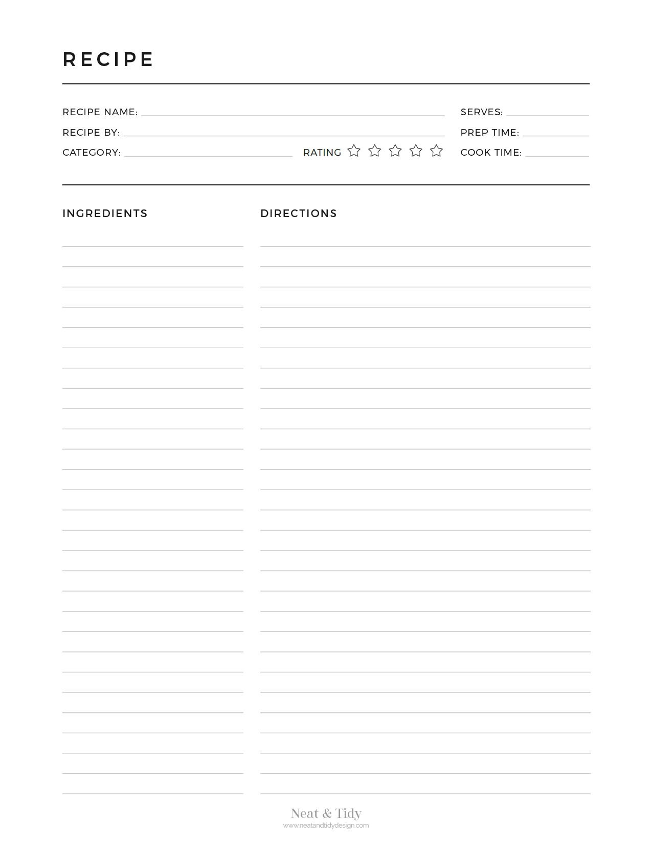 Minimalist Recipe Page Neat And Tidy Design