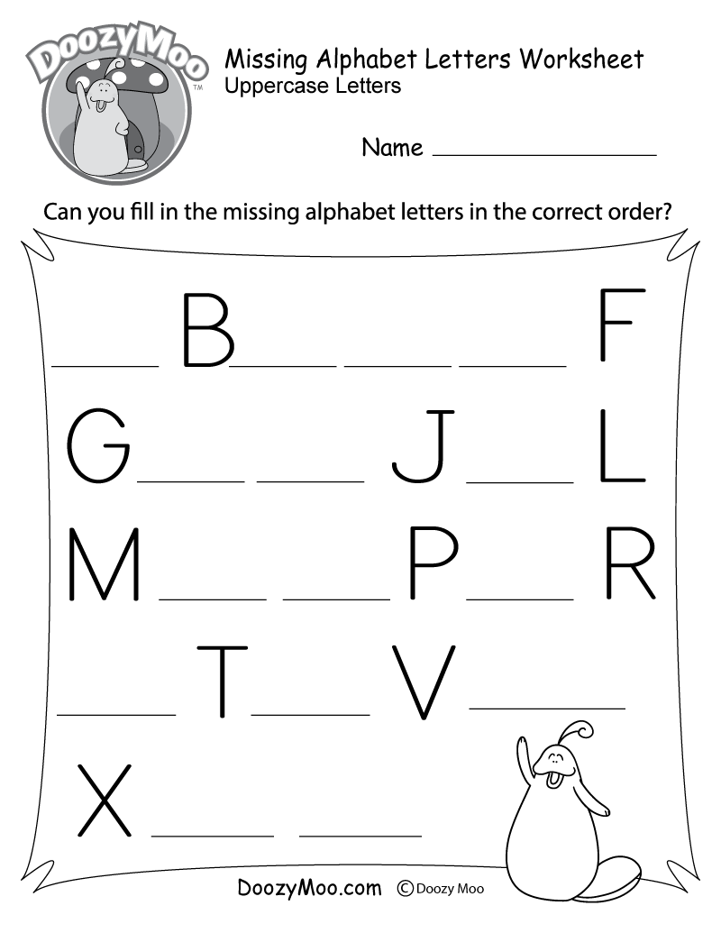 Missing Letter Worksheets Free Printables Doozy Moo