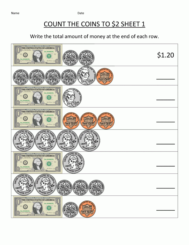 free printable money worksheets