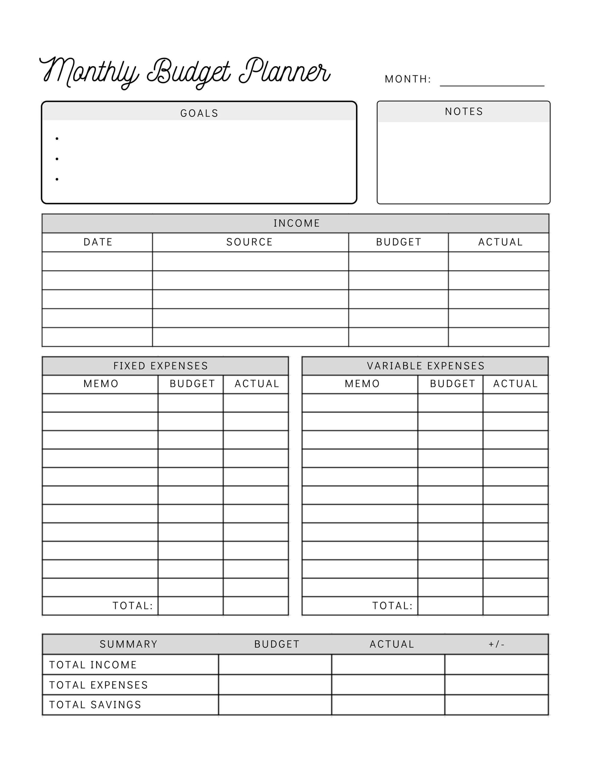 Monthly Budget Planner Printable Simple Budget Worksheet Personal Budget Template Instant Download Etsy