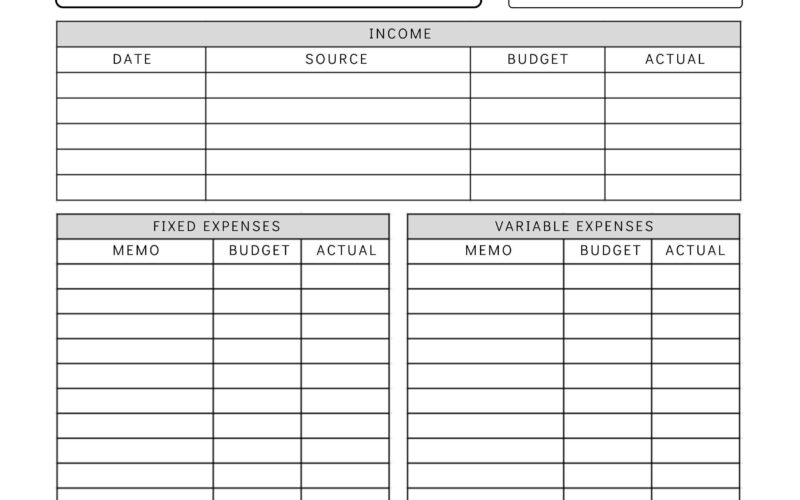 Monthly Budget Planner Printable Simple Budget Worksheet Personal Budget Template Instant Download Etsy