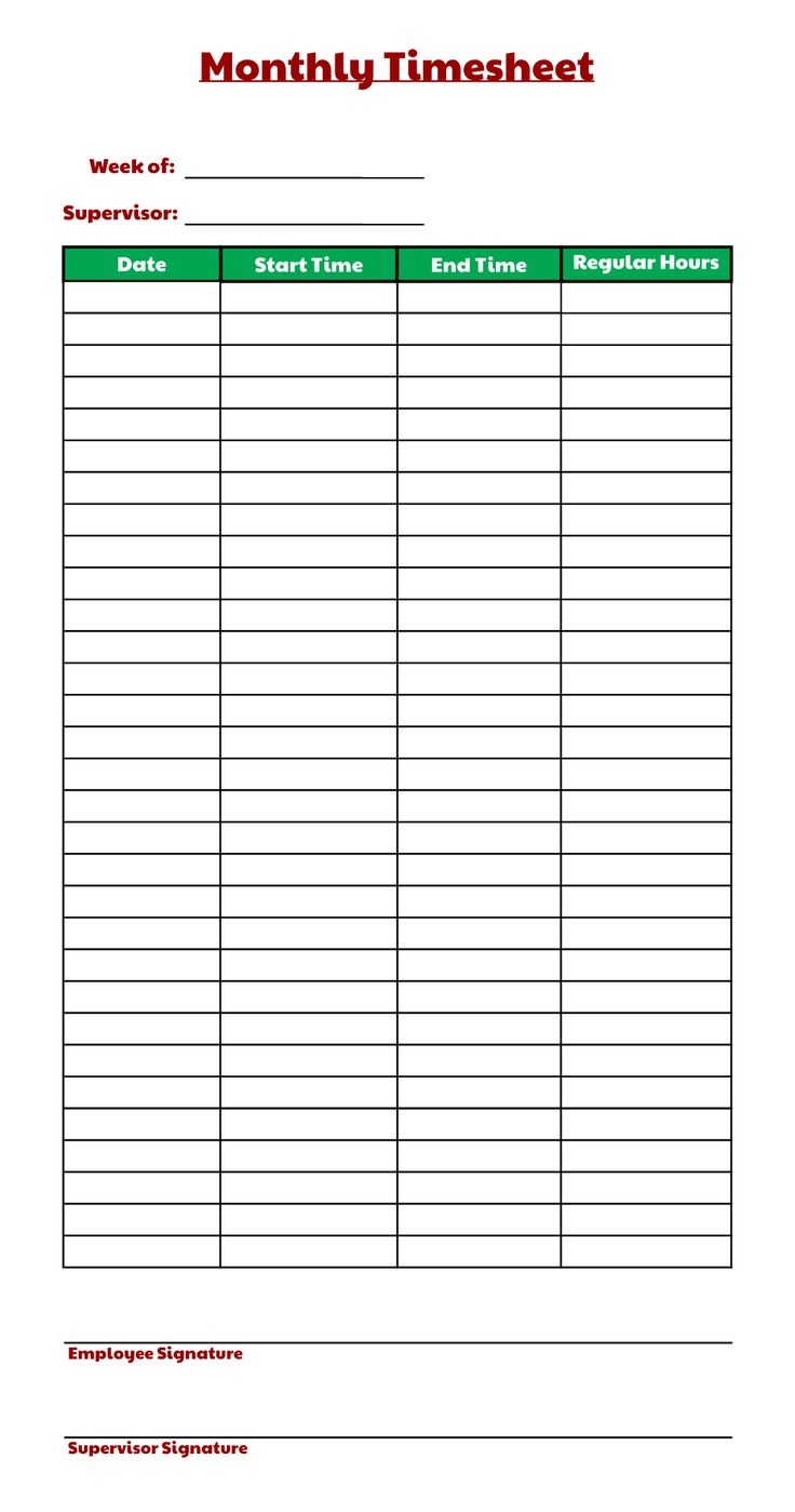 Monthly Time Sheets 10 Free PDF Printables Printablee