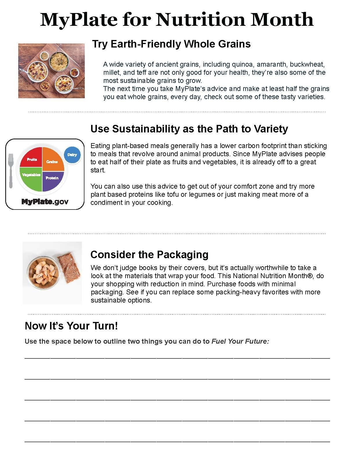 Nutrition Month Worksheet Handout To Use MyPlate In Printable PDF Food And Health Communications Nutrition Month Worksheet Handout To Use MyPlate In Printable PDF Food And Health Communications