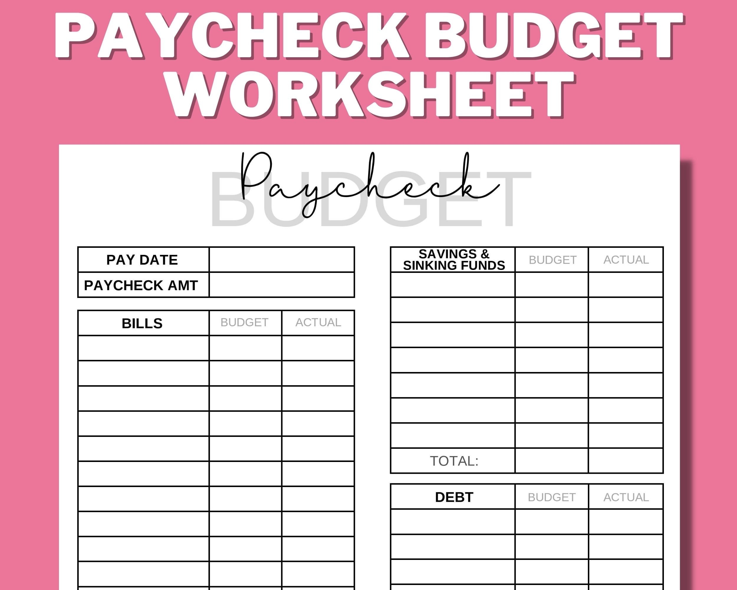 printable budget worksheet