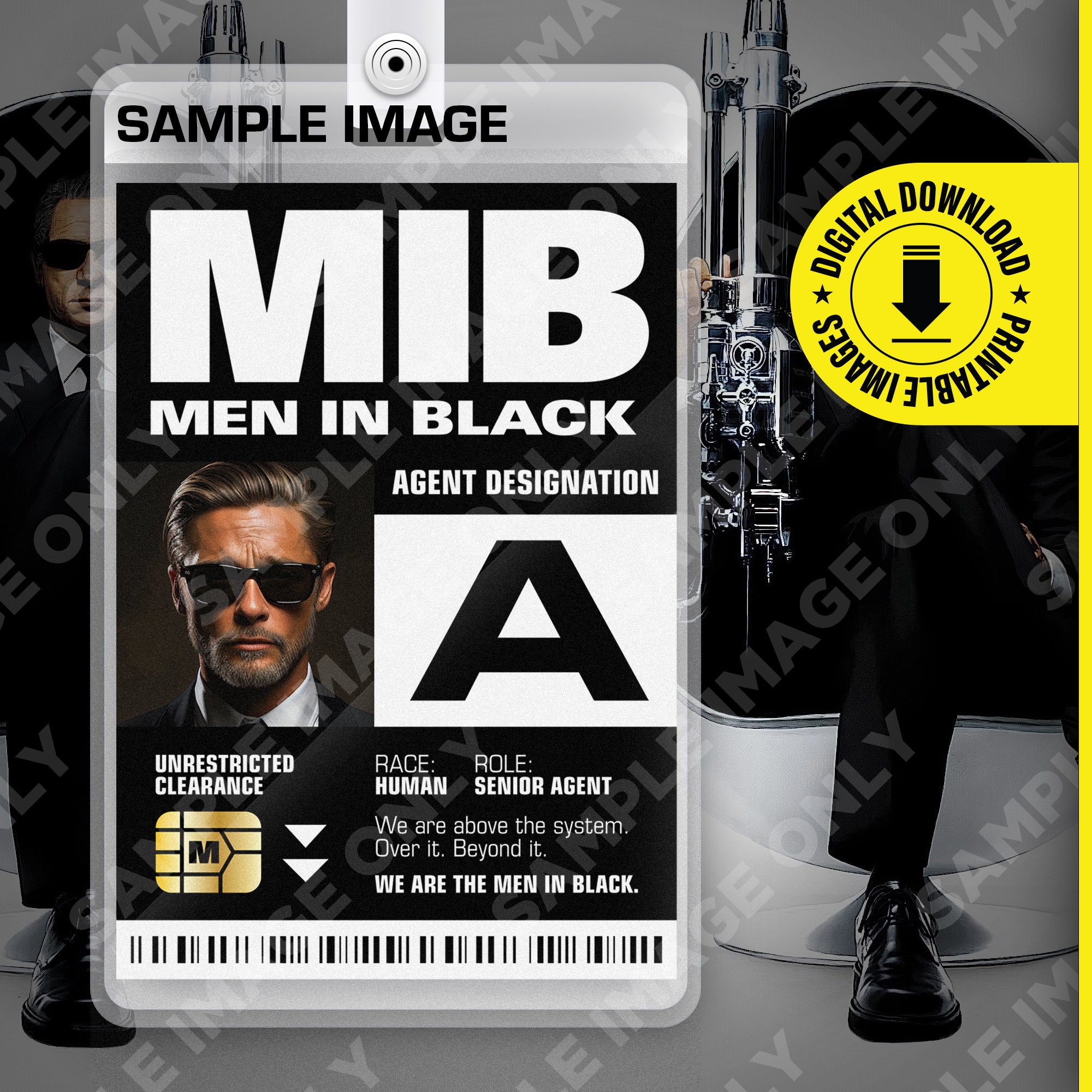 PDF Download Custom MIB Special Agent Men In Black ID Badge Card Halloween Cosplay Costume Name Tag Card Size 2 375 In X 3 375 In Etsy