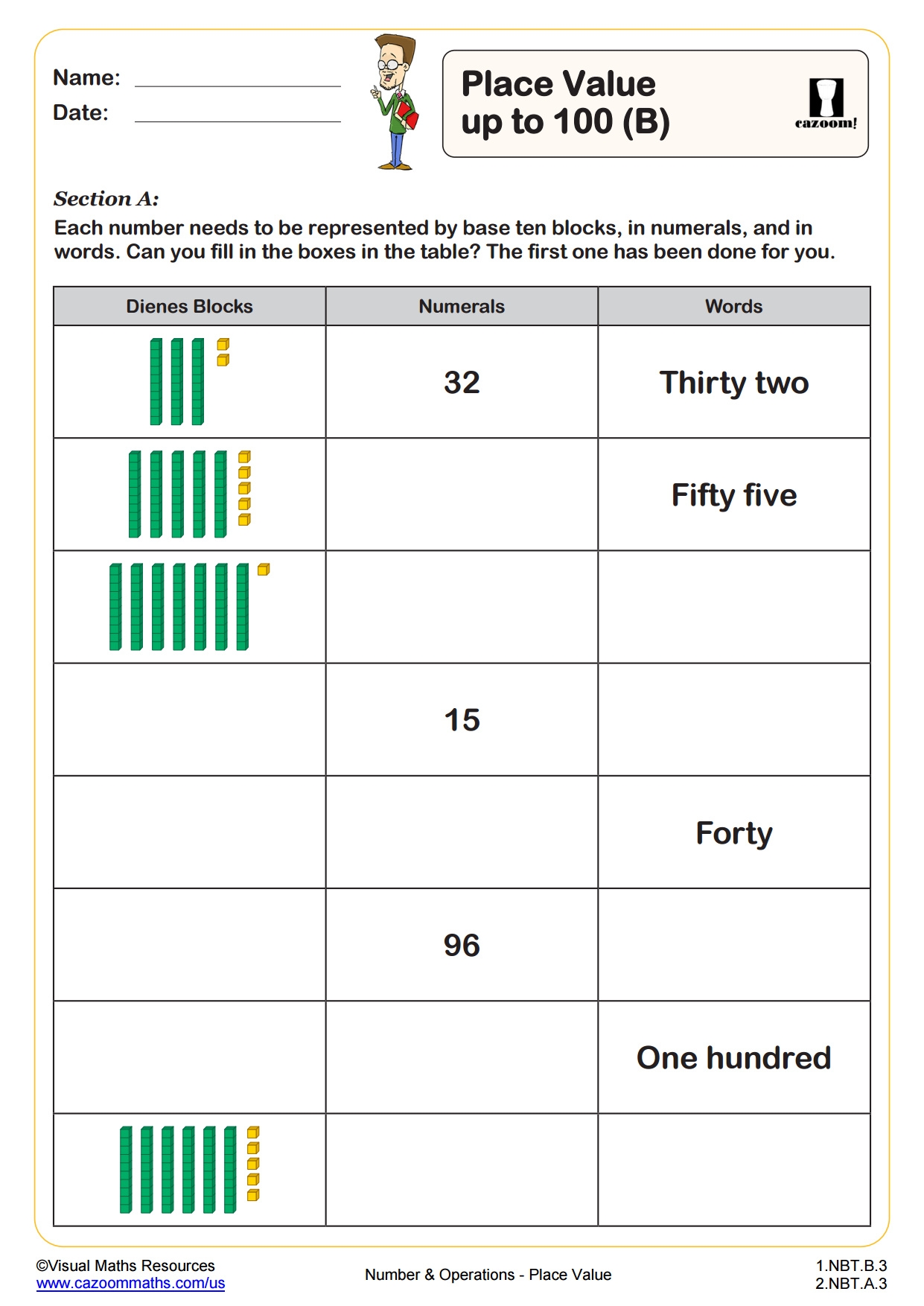 Place Value Up To 10 000 C PDF Printable Number And Operations Worksheets Cazoom Math