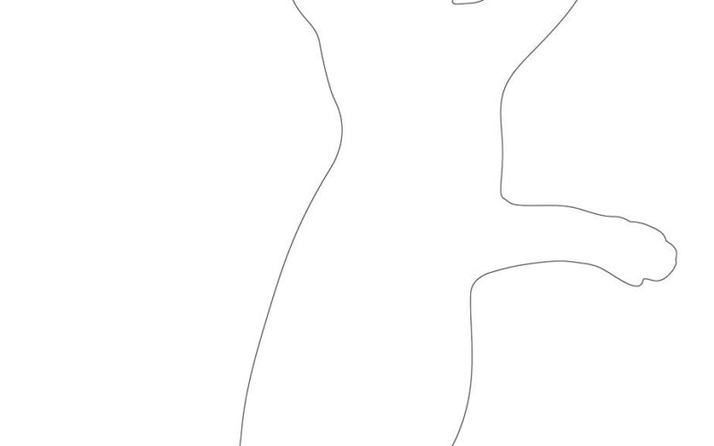 Playful Cat Outline Free Printable Coloring Page