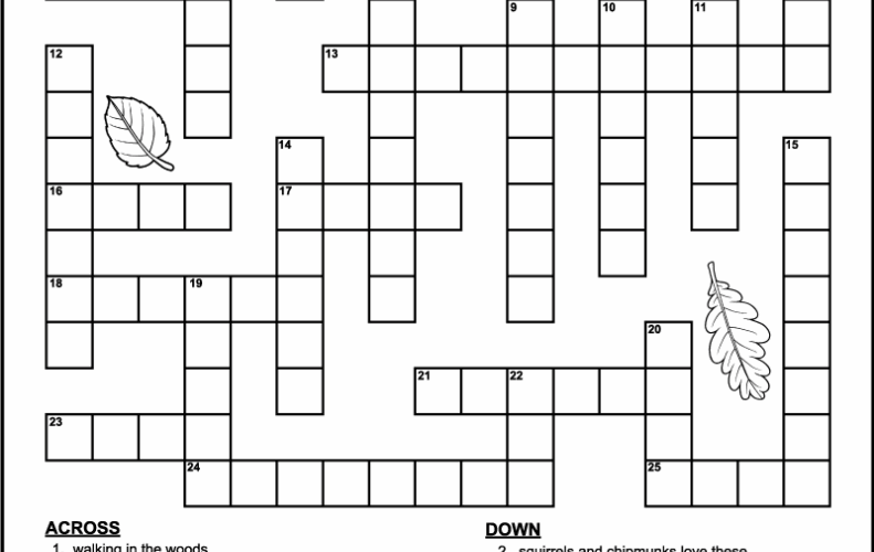 Printable 4th Grade Fall Crossword Puzzle Tree Valley Academy