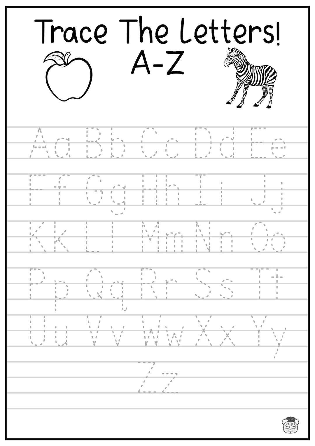 Printable A Z Letter Tracing Worksheet Capital And Lowercase Alphabetical Letter Tracing ages 3 7 KG1 To Grade 2 Etsy Printable A Z Letter Tracing Worksheet Capital And Lowercase Alphabetical Letter Tracing ages 3 7 KG1 To Grade 2 Etsy