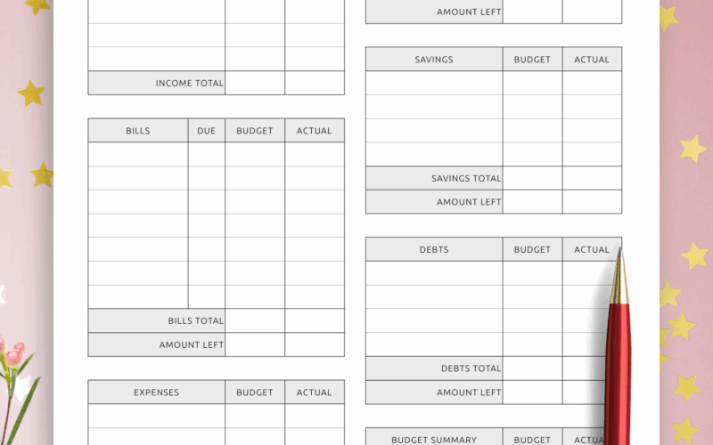 Printable And Digital Paycheck Budget Template Download PDF For ReMarkable Supernote Boox