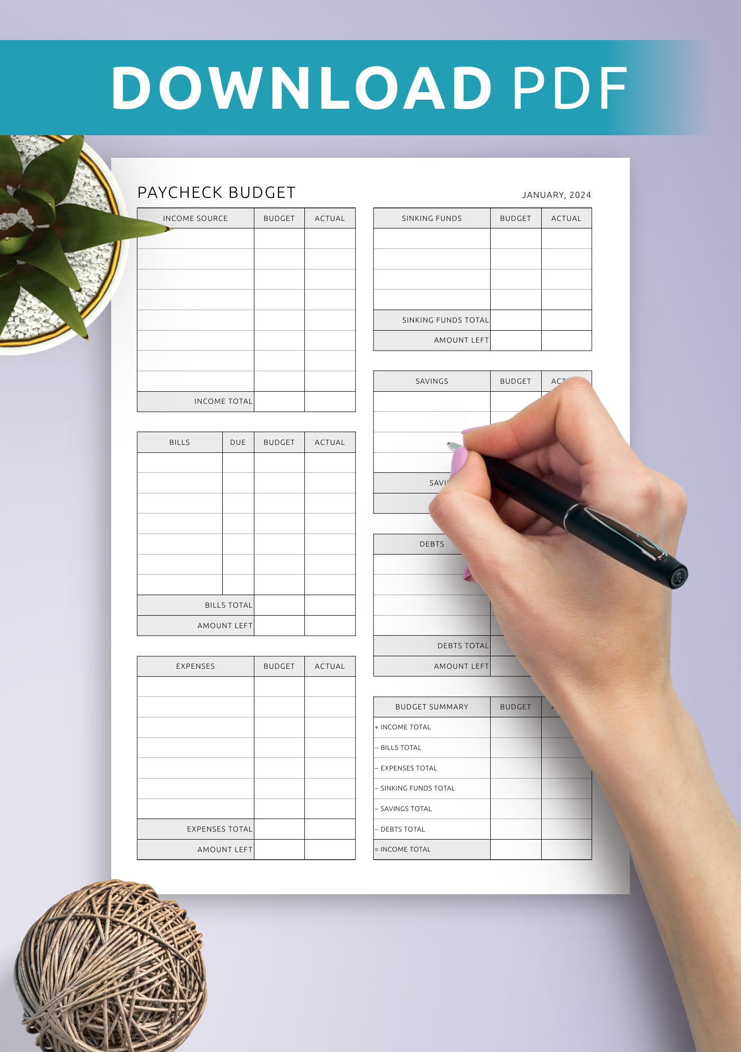 Printable And Digital Paycheck Budget Template Download PDF For ReMarkable Supernote Boox Printable And Digital Paycheck Budget Template Download PDF For ReMarkable Supernote Boox