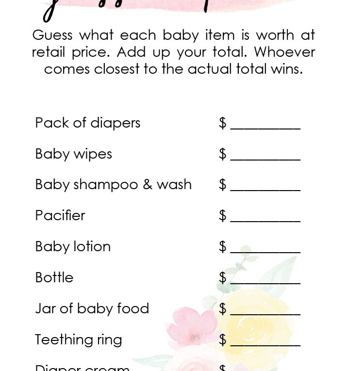 Printable Baby Shower Game Guess The Price Morning Motivated Mom