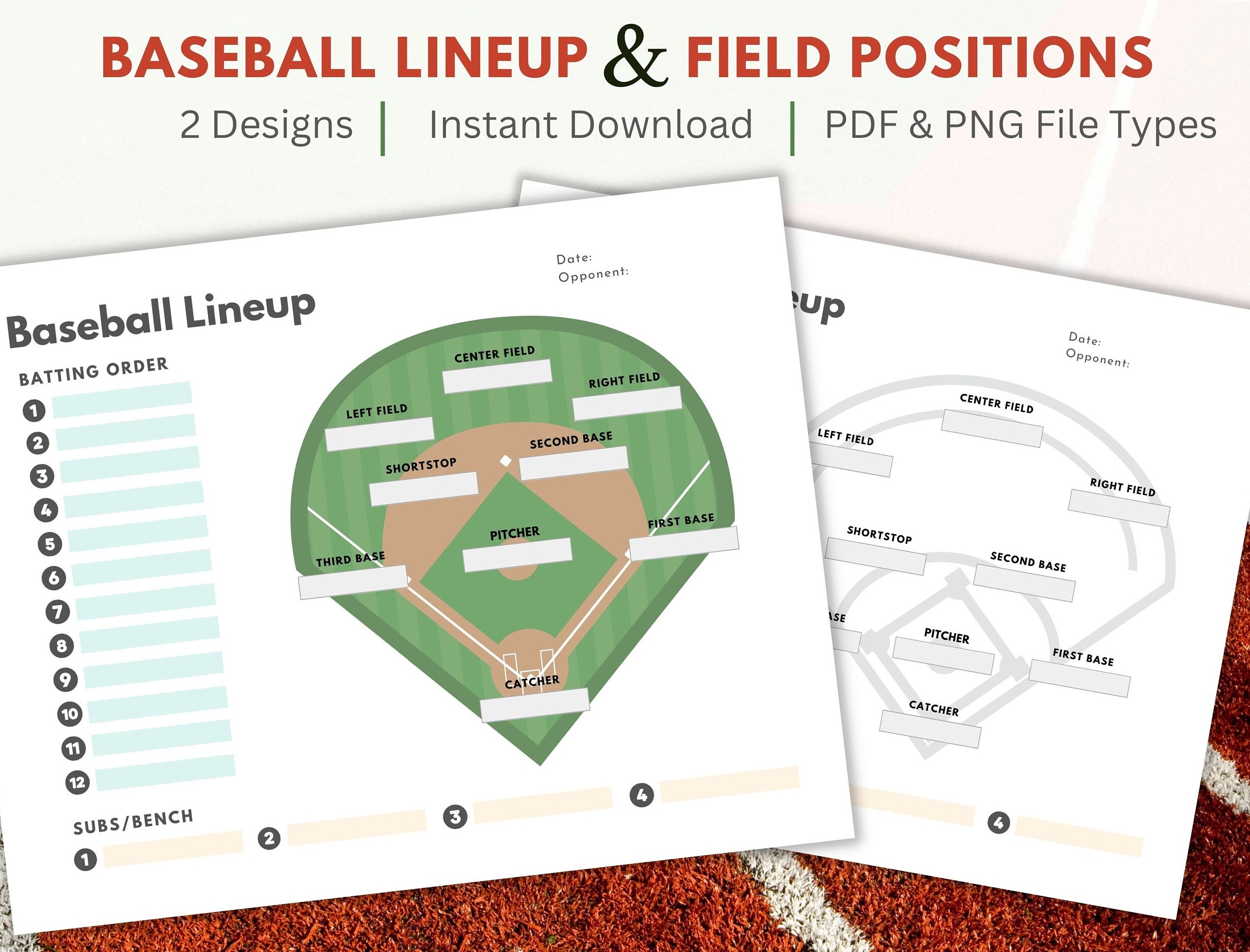 Printable Baseball Lineup And Field Position Sheet Batting Order Instant Download For Baseball Coach And Team Mom Team Dad For Game Day Etsy