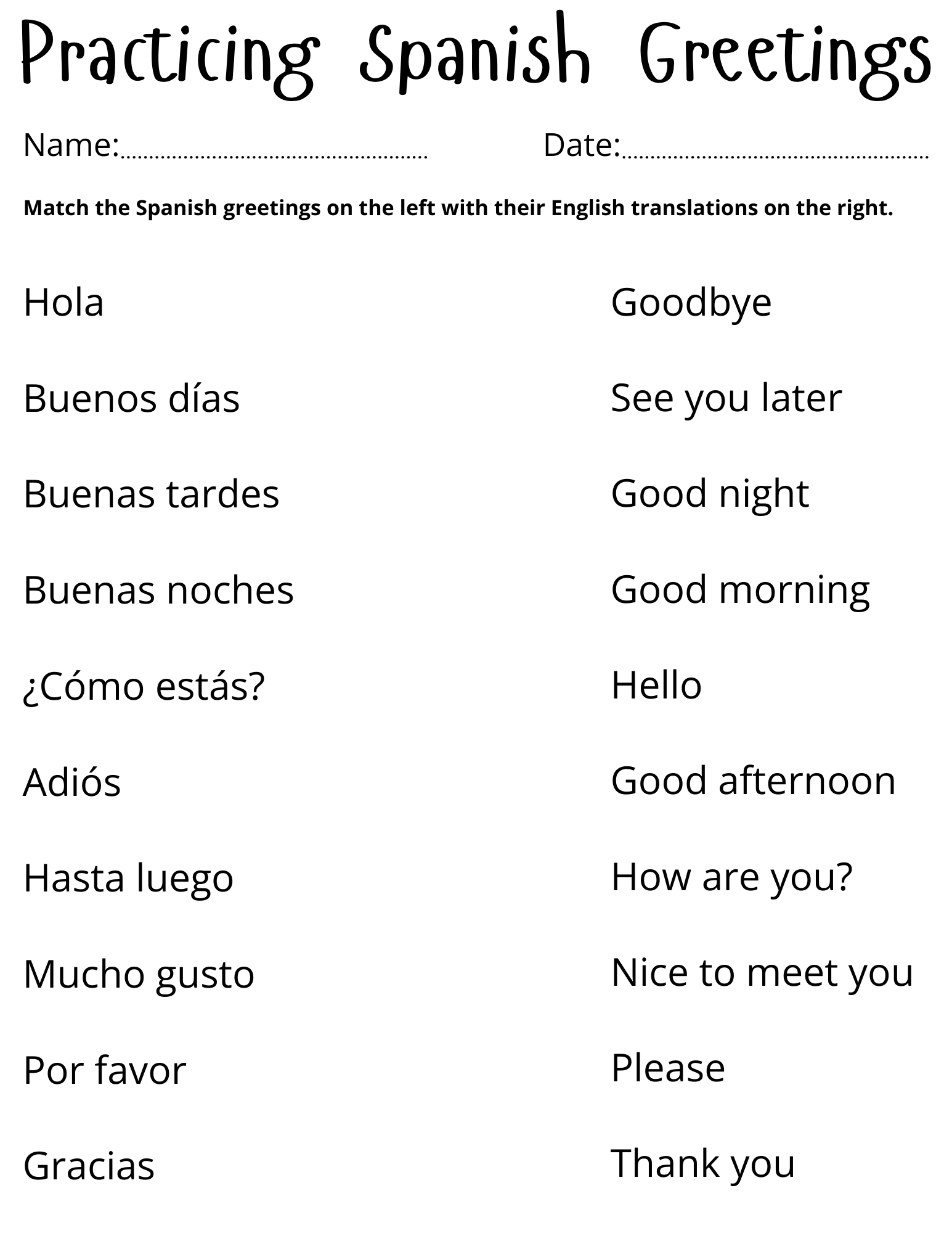 Printable Beginner Spanish Greetings Worksheet Saludos En Espa ol Teaching Resources Printable Beginner Spanish Greetings Worksheet Saludos En Espa ol Teaching Resources