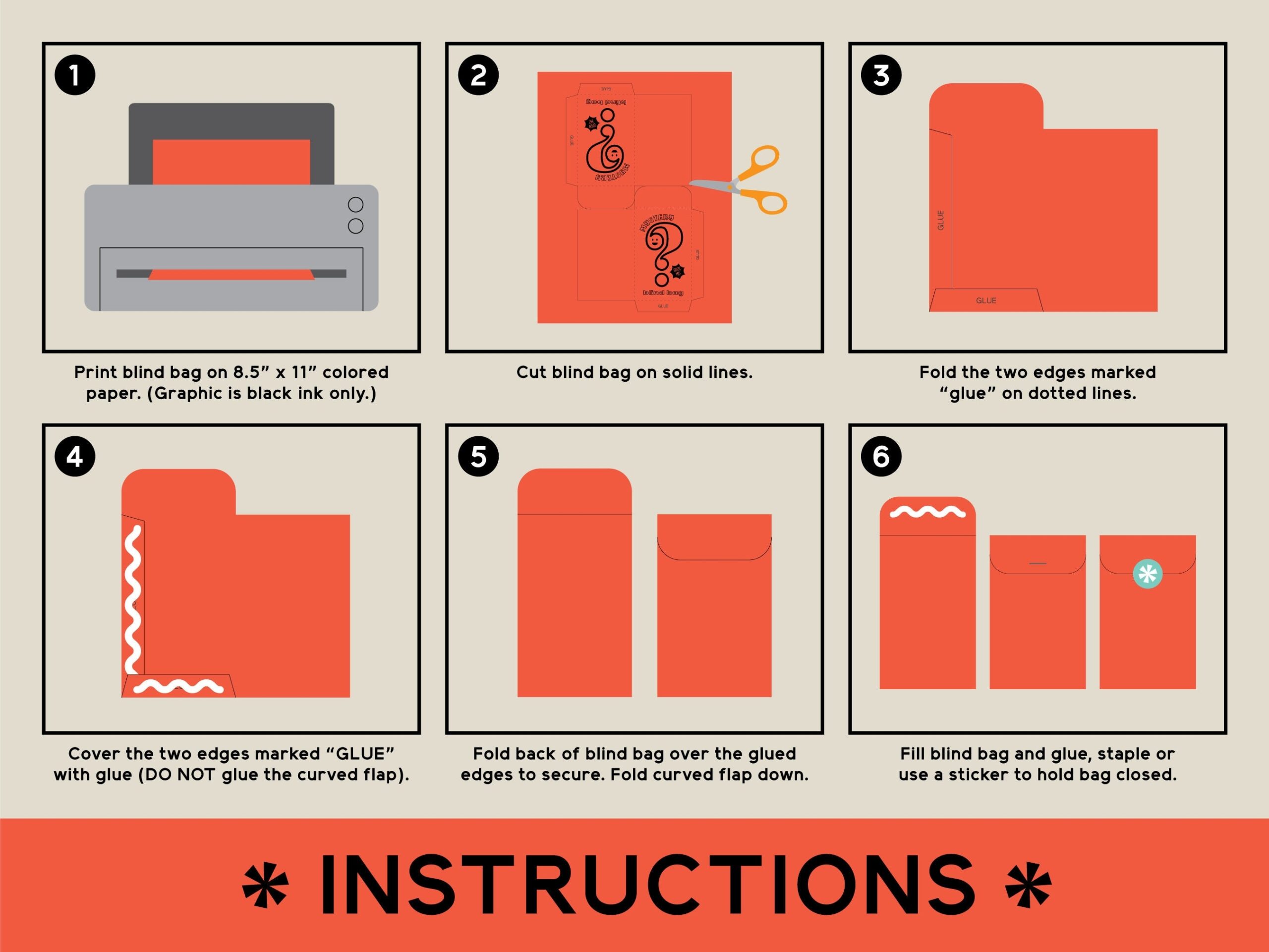 Printable Blind Bag DIY 5 Sizes PDF Digital Download Print At Home Party Favor Teacher Prize Box Gifting Reward Etsy