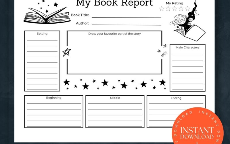 Printable Book Report INSTANT DOWNLOAD Printable Activity Book Report Template Book Review Book Report Printable Home School Reading Etsy
