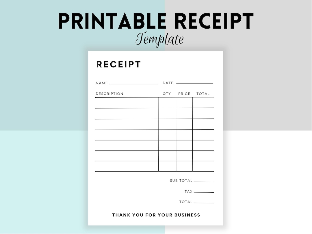 printable receipt template