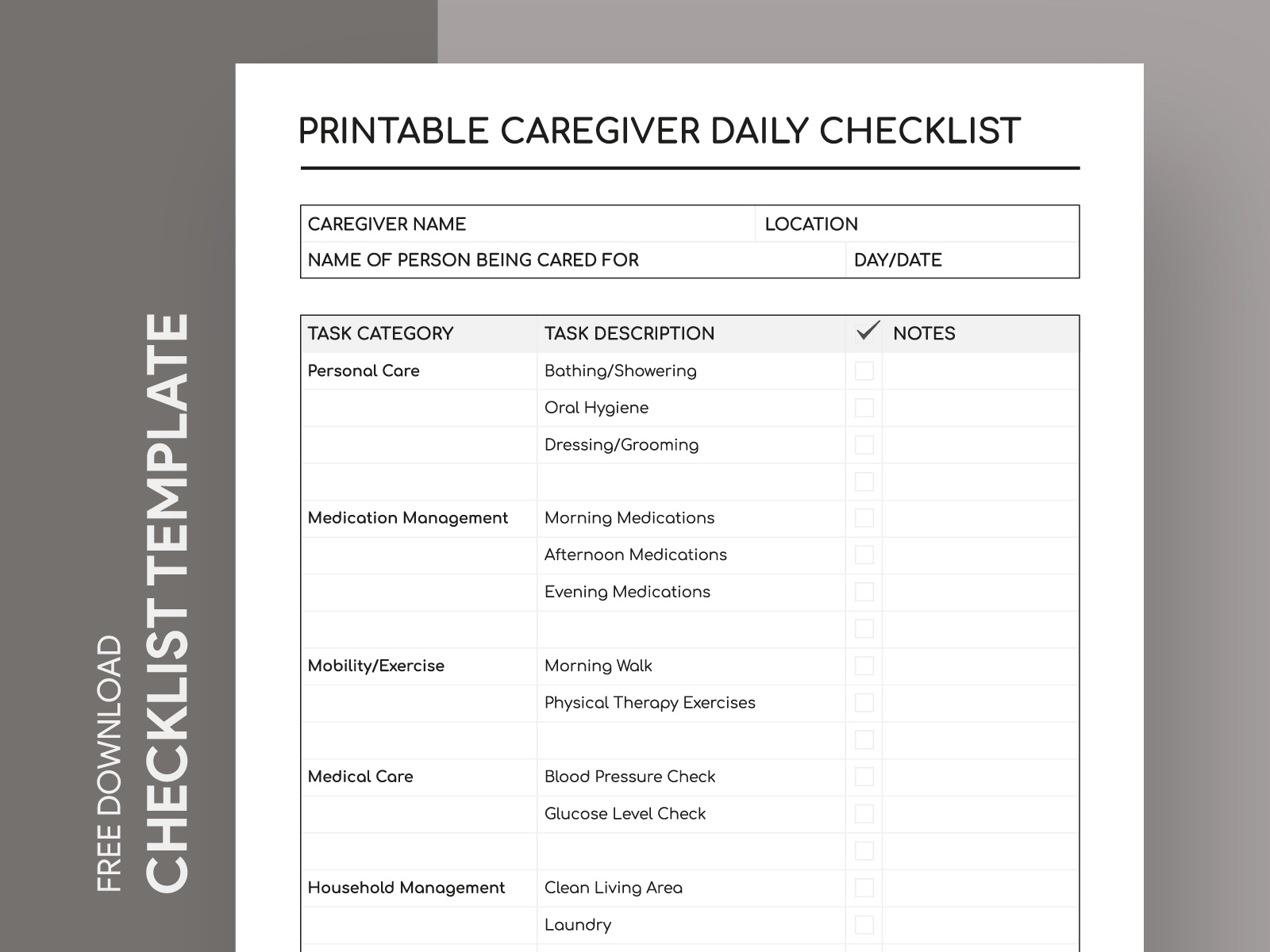 Printable Caregiver Daily Checklist By Gdoc On Dribbble Printable Caregiver Daily Checklist By Gdoc On Dribbble