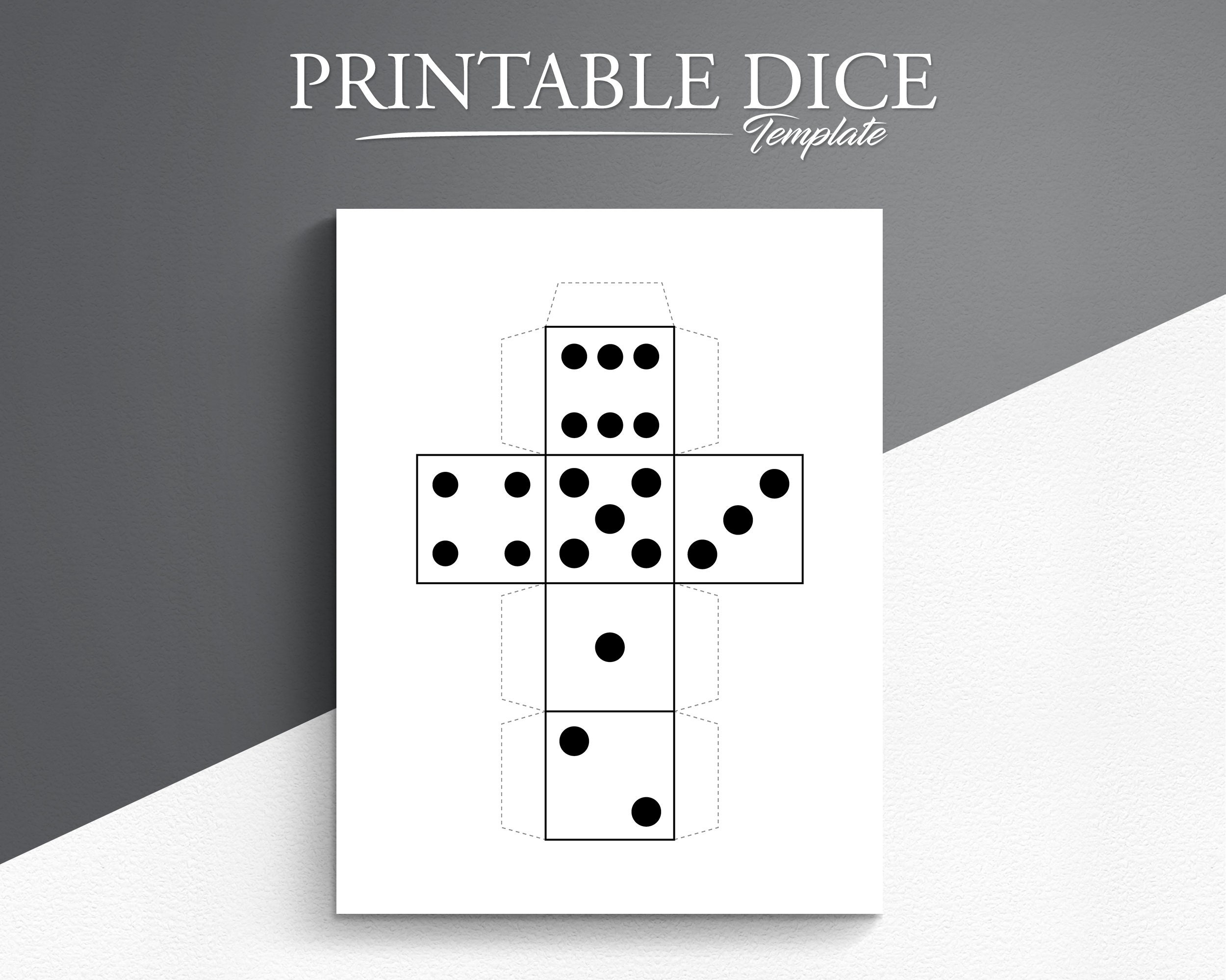 Printable Dice Template DIY 6 Sided Dice Craft Instant Download Etsy