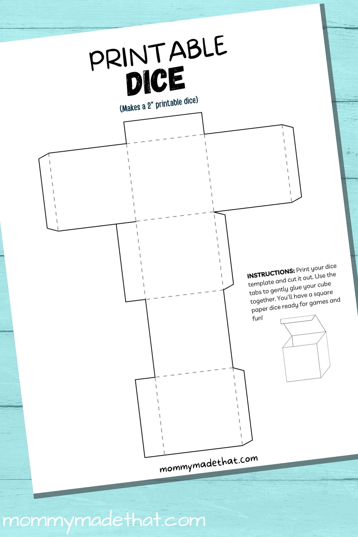 dice printable template dice printable template