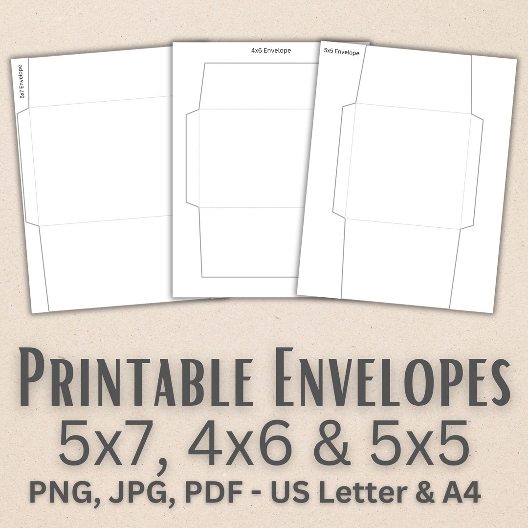 Printable Envelope Templates 5x7 4x6 5x5 PNG JPG And Pdf Envelope Templates A7 A6 Square Envelope Tapered Square Flap Envelope Etsy