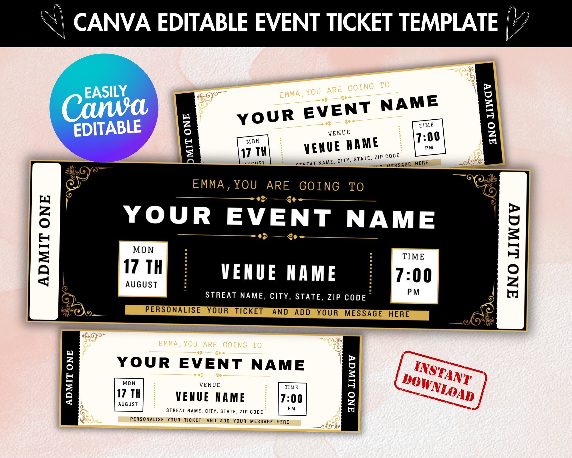 Printable Event Ticket Template Canva Editable Ticket Surprise Getaway Invitation Mother s Day Gift Musical Theatre Show DIY Ticket Etsy