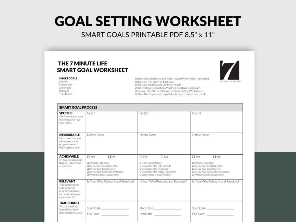 goals printable worksheet