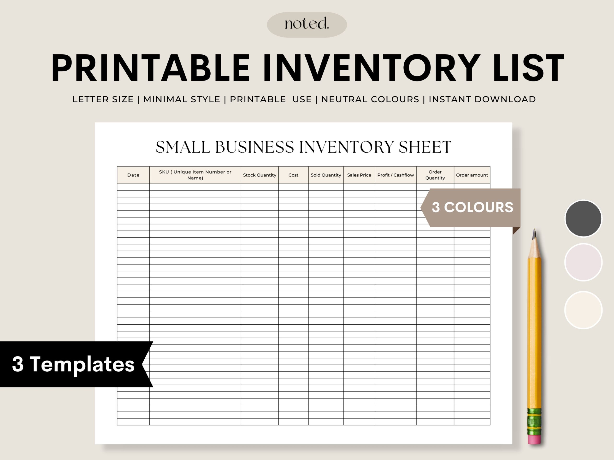 printable inventory sheet
