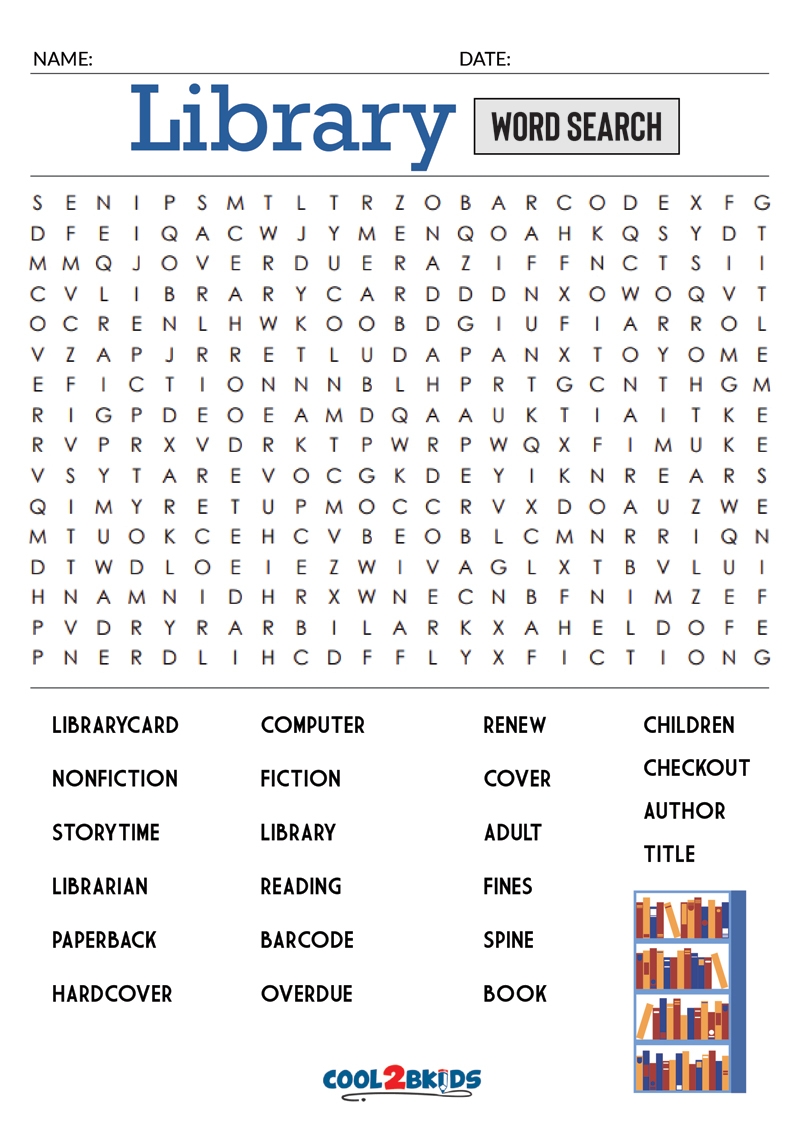 Printable Library Word Search Cool2bKids Printable Library Word Search Cool2bKids