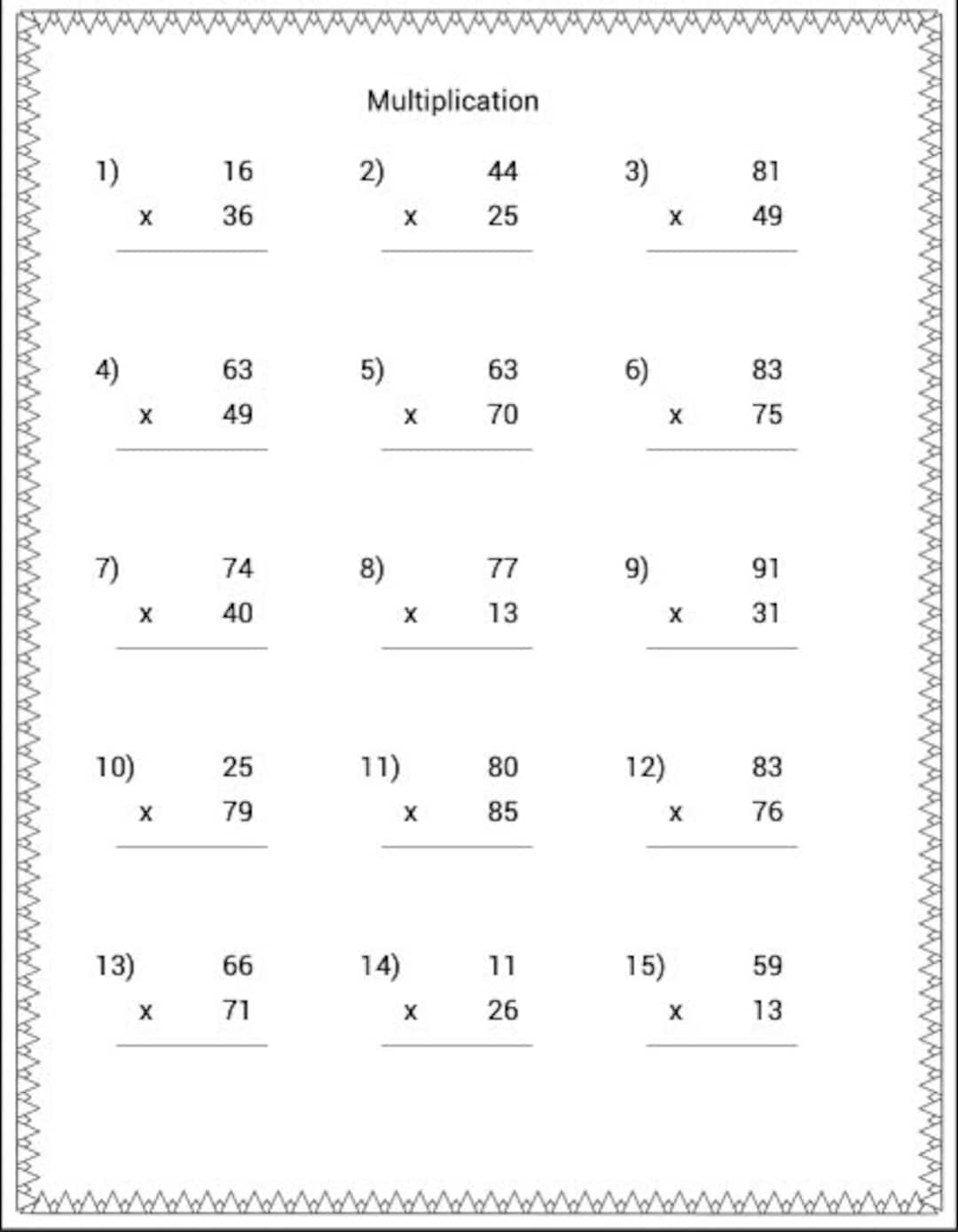 Printable Math Worksheets Multiplying Homeschool Instant Download With Answers Etsy