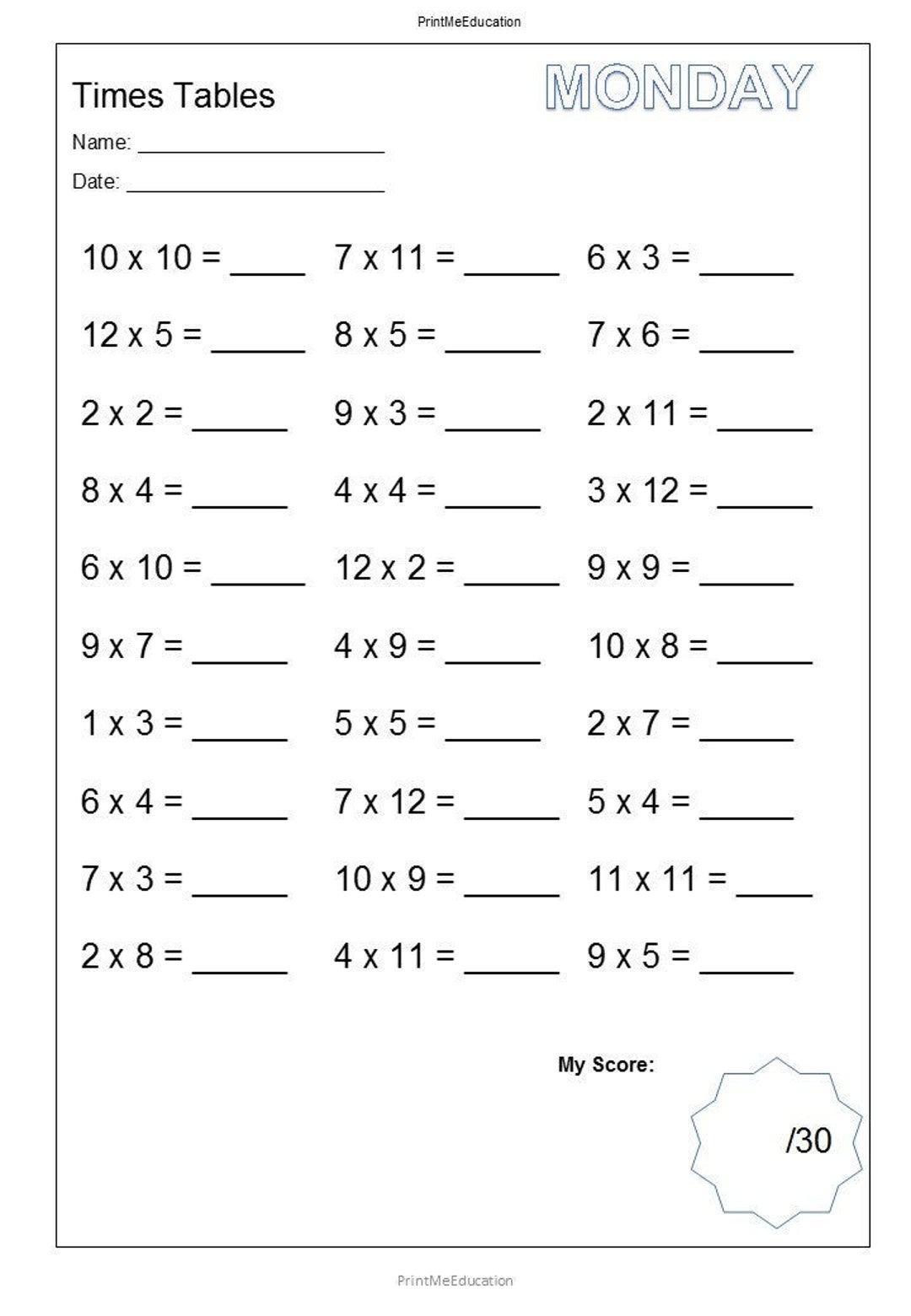 Printable Mixed Multiplying Daily Practice Worksheets With Answer Key Mixed Times Tables Numbers 1 12 Etsy Printable Mixed Multiplying Daily Practice Worksheets With Answer Key Mixed Times Tables Numbers 1 12 Etsy