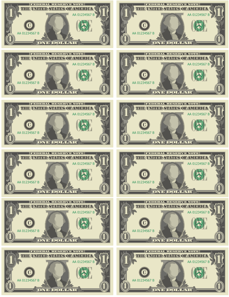 Printable Money One Dollar Bill