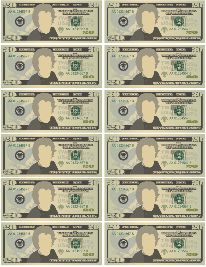 Printable Money Twenty Dollar Bill