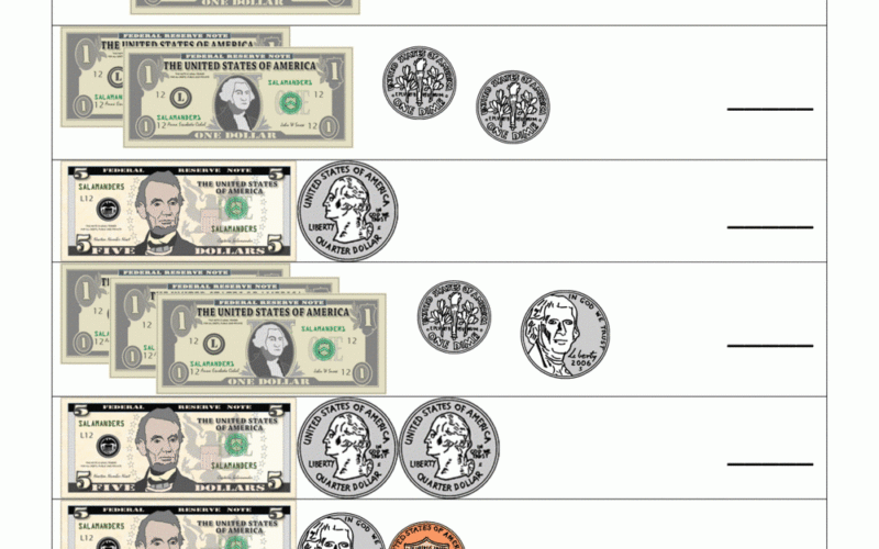 Printable Money Worksheets To 10