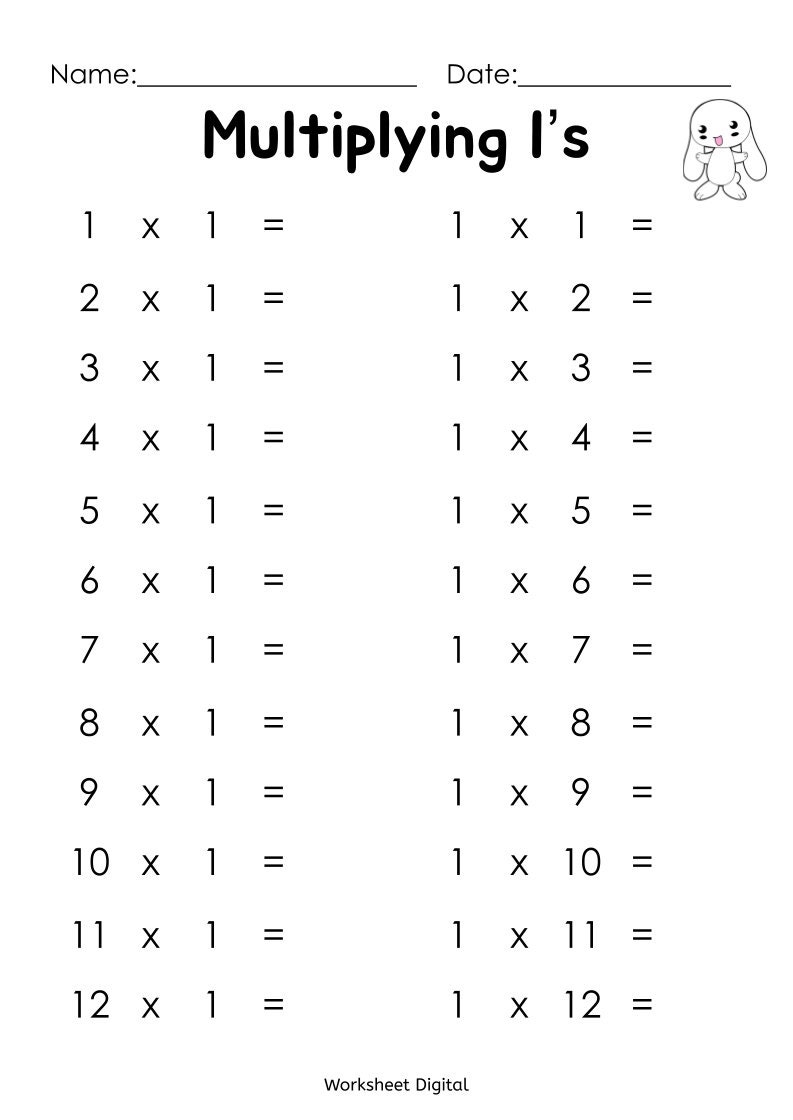 Printable Multiplication Worksheets Times Tables 1 12 PDF Etsy