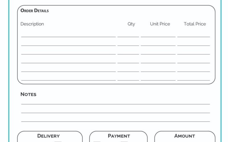 Printable Order Form Template 2 Options