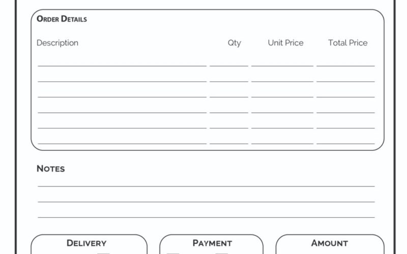 Printable Order Form Template 2 Options